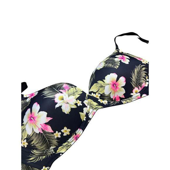 Victoria's Secret PINK Size 34DD Black Pink Flower Push-Up Bra - Picture 3 of 5